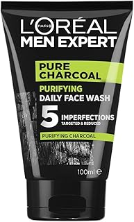 L'Oréal Paris Face Wash For Men, Cleanses and Purifies, For Oily Skin and Breakouts, With Oak Charcoal, Men Expert Pure Po...