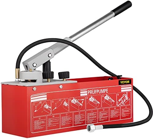 VEVOR Hydrostatic Pressure Test Pump, Test Up to 60 bar/860 psi, 3.2 Gallon Tank, Hydraulic Manual Water Pressure Tester Kit w/Three-Unit Gauge & R 1/2" Connection for Pipeline Fluid Pressure Testing