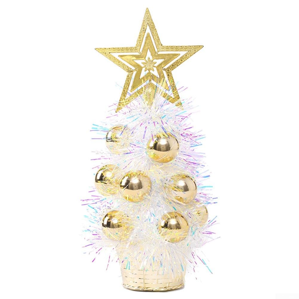 Small Christmas Tree Mini Desktop Decoration Top Christmas Trees Ornaments for Home Office Shopping Bar Party(Gold)