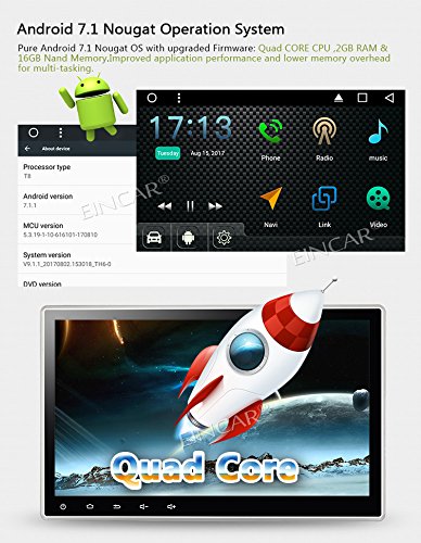 10.1" Universal Android 7.1 Nougat System 2GB Car Stereo Head Unit 2 Din Car GPS Navigation Touch Screen Bluetooth 1080P Video Music Car Radio Audio System with Mirrorlink WiFi USB Support DVR OBD2 - Thumbnail 3