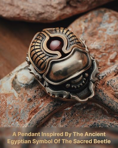 COPPERTIST.WU Scarab Pendant Necklace – Creative & Unique Design, Customizable Energy Stone, Brass & White Bronze, Spiritual Gift for Him/Her2