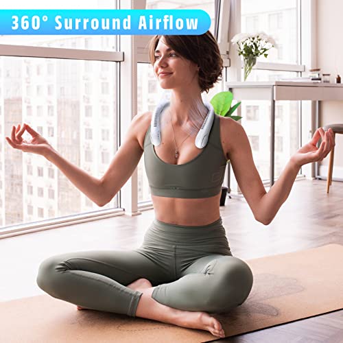 Image of LAESO Portable Neck Fan,Foldable Neck Fan Hands Free Bladeless Personal Fan,LCD Display USB Powered 3-Speed Neck Fan for Outdoor Indoor
