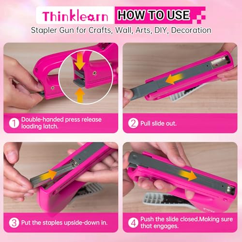 ThinkLearn Pistola de grampo leve, pistola de grampo de estofamento com grampos JT21 de 1600 peças e