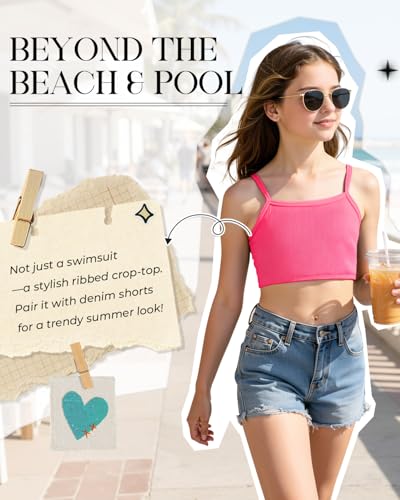Image of Century Star Girls Ribbed 2-Piece Bikini Swimsuit - Fully Lined Modest Bathing Suit for Teens & Tweens