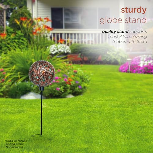 Alpine Corporation 31" Tall Outdoor Metal Gazing Globe Display Stand, Black - Thumbnail 3