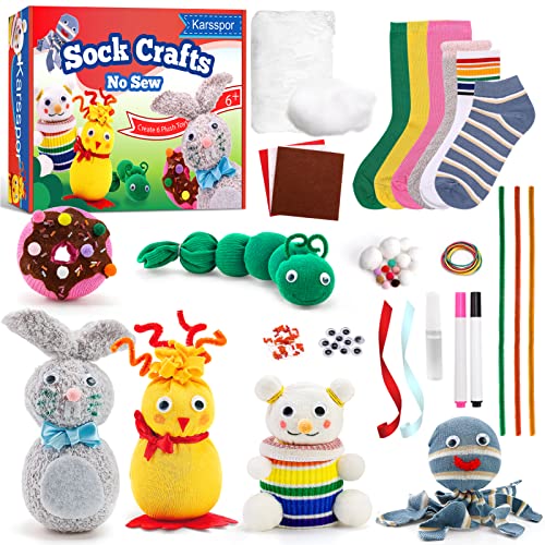 Karsspor-Arts-and-Crafts-for-Kids-Ages-7-12-Create-6-Cute-Plush-Toys-with-Sock-Creative-Craft-Gifts-Includes-All-Supplies-and-Instruction-for-Girls-and-Boys-No-Sew-Easy-to-DIY Karsspor-Arts-and-Crafts-for-Kids-Ages-7-12-Create-6-Cute-Plush-Toys-with-Sock-Creative-Craft-Gifts-Includes-All-Supplies-and-Instruction-for-Girls-and-Boys-No-Sew-Easy-to-DIY