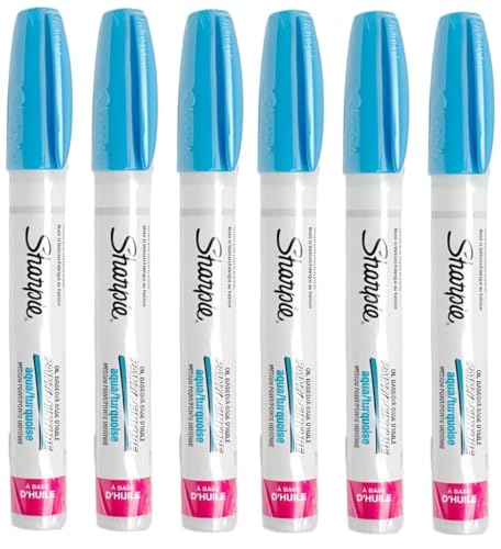 Sharpie Oil Based Paint Marker Pen Medium Tip Aqua/Turquoise 6 Pack