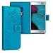 Produktbild kwmobile Hülle kompatibel mit Sony Xperia XA2 - Kunstleder Wallet Case mit Kartenfächern Stand Blumen Zwillinge Dunkelblau