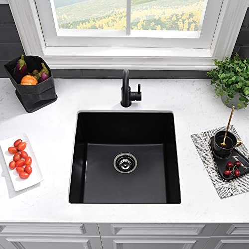 21 Inch Undermount Bar Sink Black- Vasoyo 21"X19" Black Bar Sink Kitchen Sink Undermount Dual Mount Wet Bar Prep Kitchen Sink Single Bowl Granite Kitchen Sink Small Rv Sink Bar Sinks #TOP3