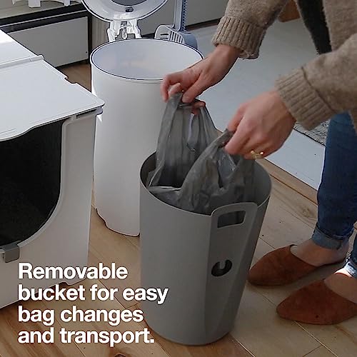 Modkat Litter Keeper - Cat Litter Disposal (Includes Litter Scoop, 2X Bamboo Charcoal Filters, and 10x Recycled Waste Bags (White) - Thumbnail 5