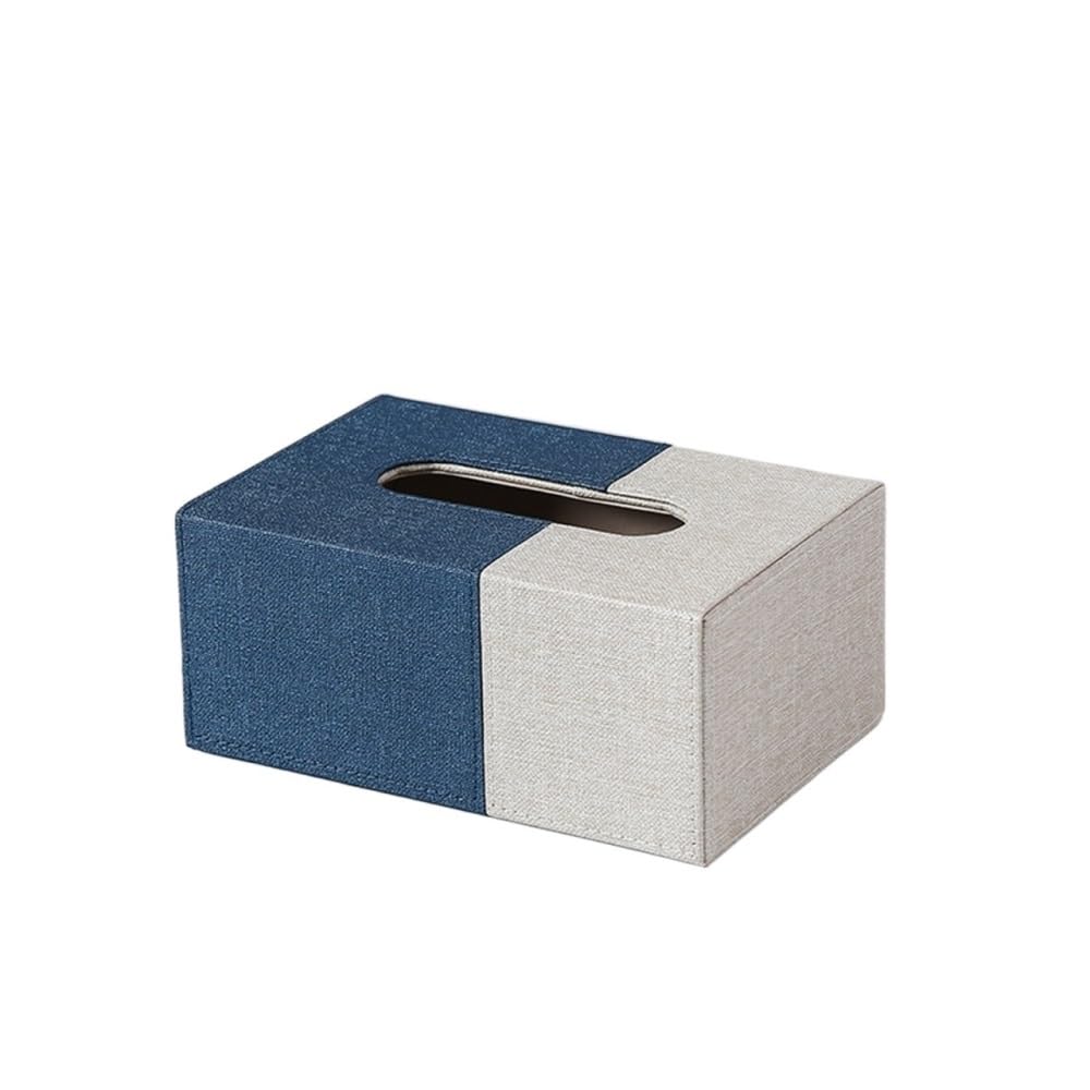 Tissue Case Fabric Tissue Box Square Clashing Colour For Home Hotel Room Desktop Tissue Dispenser(Blue)