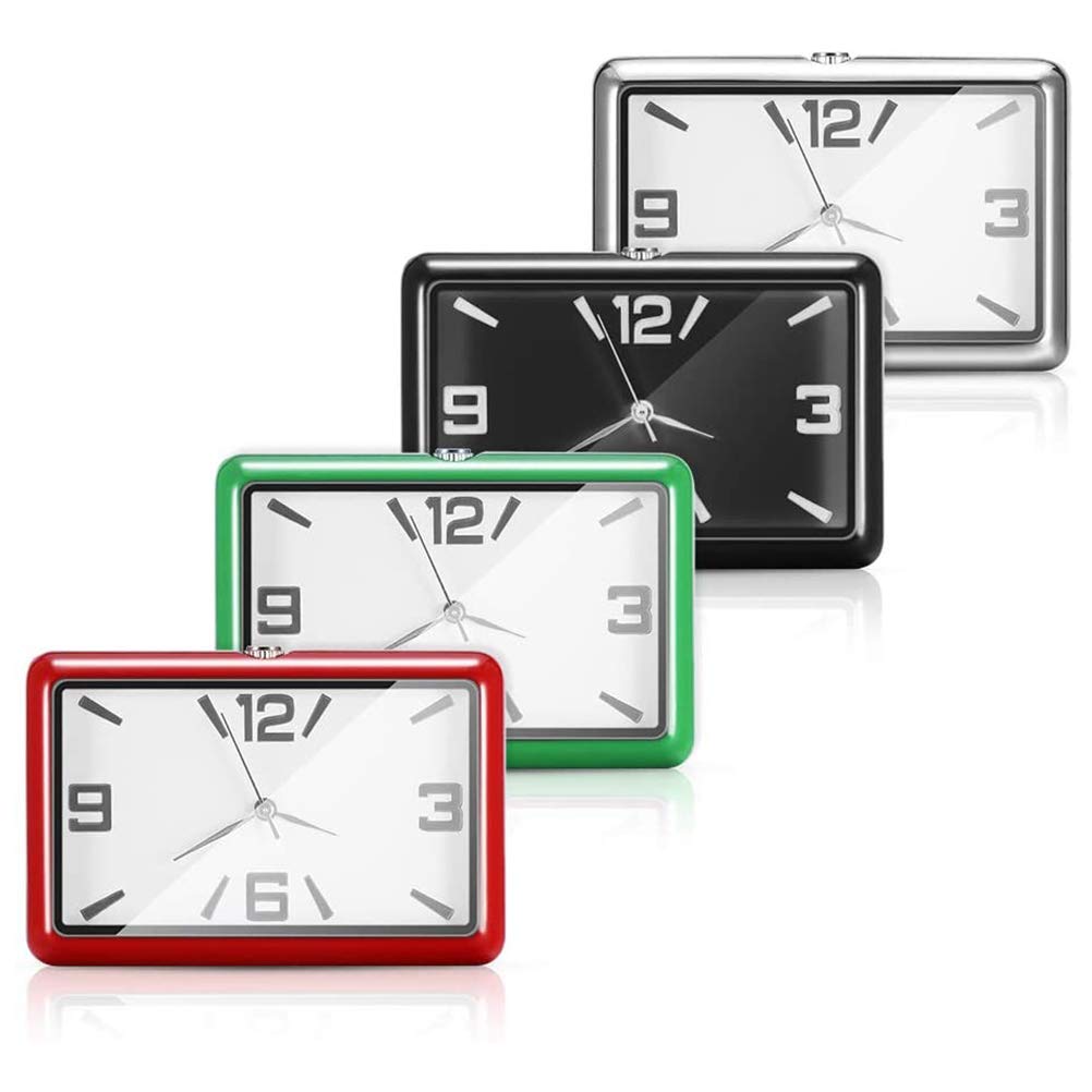 Horloge de tableau de bord de voiture rectangulaire à quartz analogique pour décoration intérieure, noir