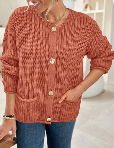 Image of PRETTYGARDEN Cardigan Sweaters for Women 2026 Trendy Oversized Knit Chunky Button Cardigans Fall Winter Outfits with Pockets