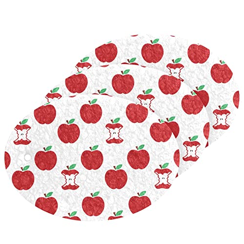 Image of susiyo Red Apples Fruits Sponges Kitchen Dish Sponge 3 Pcs Compressed Scrub Sponges for Washing Dishes