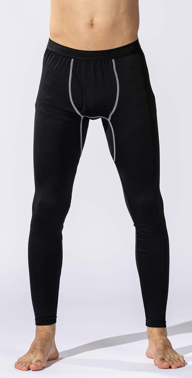 おたふく手袋(Otafuku Glove) 冬用インナー ロングタイツ[保温 起毛 コンプレッション 前開き 吸汗速乾 メンズ] JW-165 ブラック LL 【3枚組】