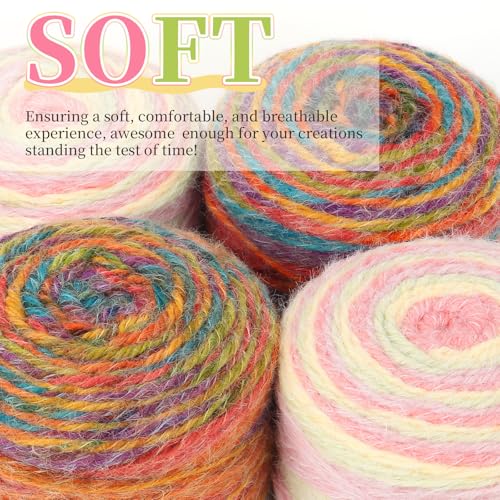 Image of Aeelike Ombre Yarn for Crocheting, 4 PCS Colorful Gradient Yarn #4 Medium, Each 190g(6.7 oz) 400m(437.5 Yards) 71% Acrylic 29% Nynon, Soft Cake Crochet Yarns for Blanket, Scraves, Sweaters, Color R