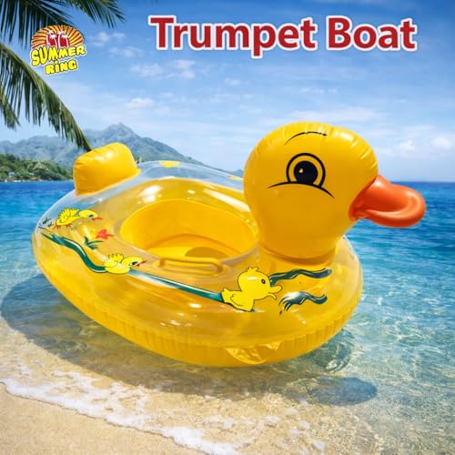 Image of Mammoth Cute Duck Baby Inflatable Swim Ring with Seat & Backrest Support, Safety Handle, Stable Float Tube for Toddlers 6-24 Months, Durable PVC Pool Float for Kids Summer Water Fun [ Yellow ]