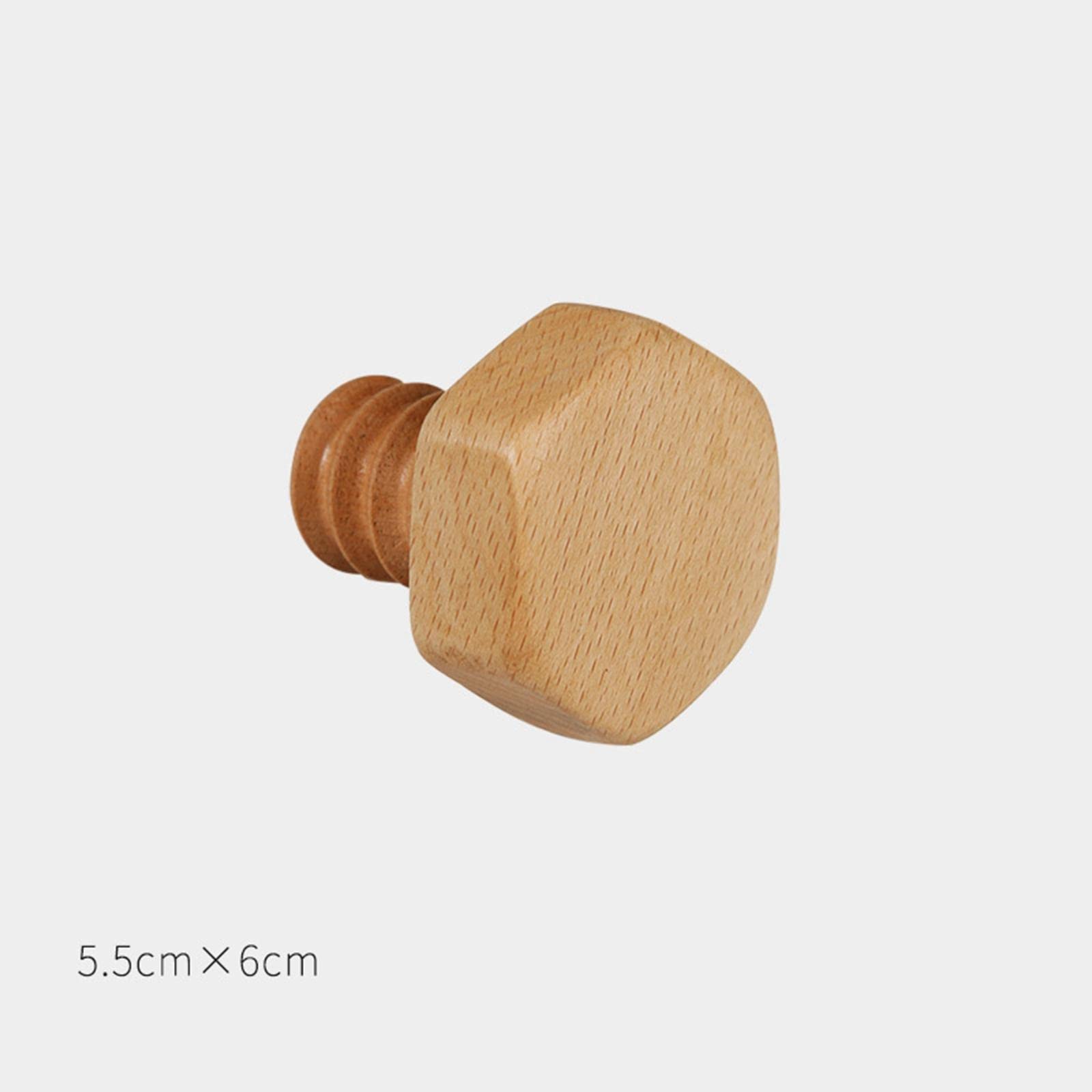 Set di 10 ganci a vite in legno d'acero, stile nordico, per armadio, organizer per la casa, design esagonale, 5,5 x 6 cm