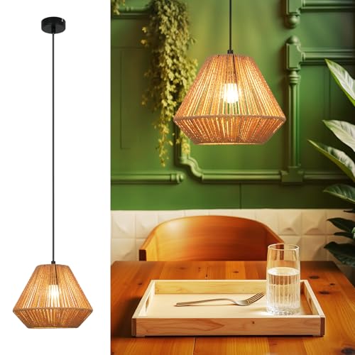 Deboola Hängelampe Boho Hängeleuchte Rattan - Φ25 Vintage...