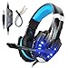 Mengshen Cuffie da gioco Per PS4 / Xbox One/Xbox One S/PC/Mac/Laptop/Cell Phone - Cuffie Da Gioco Con Microfono, Led Light, Bass Surround, Noise Cancelling, Soft Earmuffs, G9000 Blue