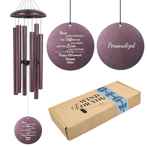 Image of ASTARIN Custom Retirement 36 inch Wind Chimes for Women Man 2024, Happy Retirement Gift Going Away Farewell Gifts for Teacher Coworkers Mom Dad Nurse Boss, Personalized Wind Chime Retiree Gift Ideas