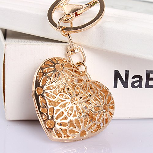 Bonlting Sweet Love Heart Rose Flower Crystal Charm Pendant Purse Bag Key Ring Chain #TOP4