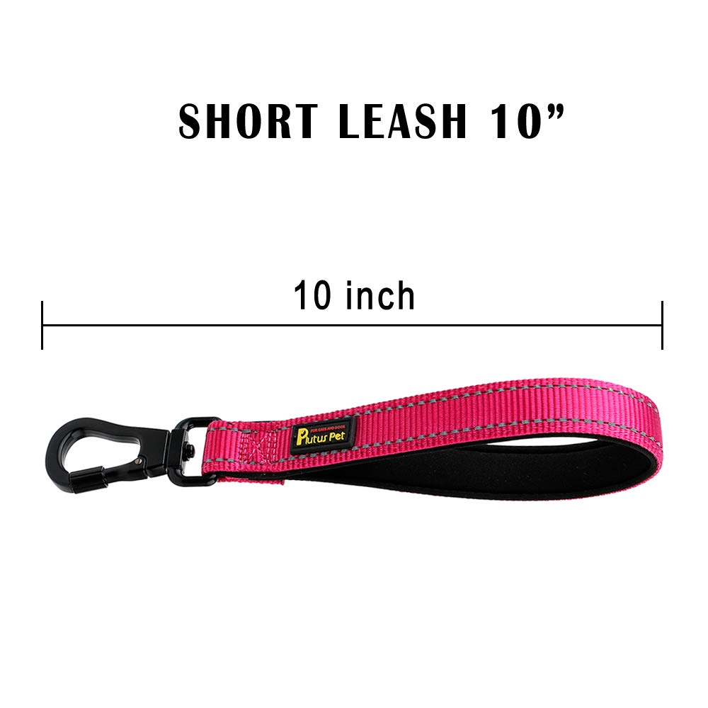 PLUTUS PET Kurze Hundeleine für große Hunde, 25,4 cm, mit robustem Karabiner-Clip und weichem gepolstertem Griff (25,4 cm, Pink