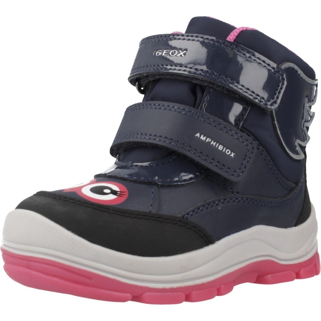 Geox Baby FLANFIL Girl B ABX Snow Boot, Navy/Fuchsia, 2 UK Child