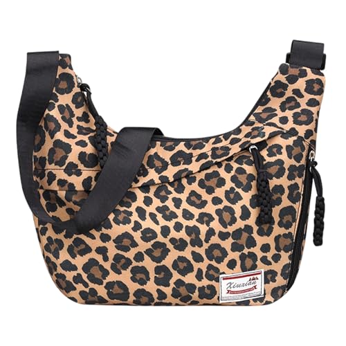 UJBVCX Bolso de Media Luna para Mujer, Leopard Bandolera con Correa de Hombro Ajustable, para Viaje, Compras, Escuela, Oficina, Marrón