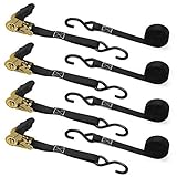 YITAMOTOR Ratchet Tie Down Straps (4 Pack) 1 in x 15 ft 1500lb Break Strength- Cambuckle Alternative- Heavy Duty Tiedowns with Vinyl-Coated S Hooks- Best for Securing Cargo, Moving Truck, Trailer