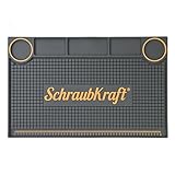 SchraubKraft® Premium Werkbankmatte 55x35cm – 8mm Dicke Industriequalität – Antirutsch Werkstatt Unterlage mit Organizer & Messskala