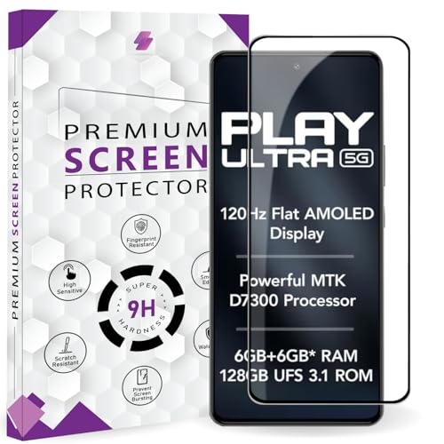 Image of Premium Tempered Glass Screen Protector Guard For Lava Play Ultra 5G (6.67 Inch, Pack of 1) | Edge to Edge Coverage With Easy to installation kit