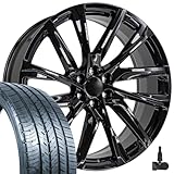 OE Wheels CA90 26 Inch Rims and Tires Fit Escalade Style 6x139.7 26x10 Gloss Black - Hollander 4875 - Force UHP 295/30-26 (Set of 4)