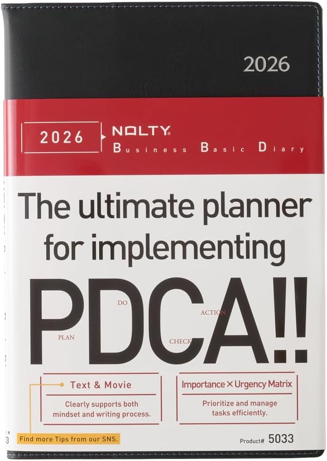 NOLTY Business Basic Diary A5 Weekly Planner 2026, January Start, Black, 2026-5033