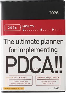 NOLTY Business Basic Diary A5 Weekly Planner 2026, January Start, Black, 2026-5033