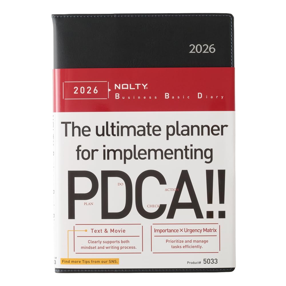 NOLTY Business Basic Diary A5 Weekly Planner 2026, January Start, Black, 2026-5033