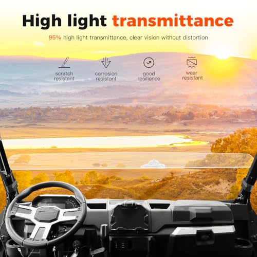HugeUTV Front Half Windshield for Polaris Ranger XP 1000/900/Crew 2017-2026 by HugeUTV - Used condition - Image 5