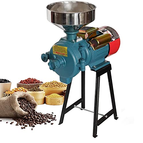 LILYPELLE 3000W Electric Grain Mill, 110V Corn Grinder Mill Grinder Heavy Duty Grain Grinders Commercial Electric Feed Mill Dry Cereals Grinders Corn Grain Coffee Wheat Feed Machine With Funnel