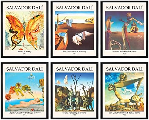 97 Decor Salvador Dali Wall Art Poster - Salvador Dali Art Prints, Surrealism Home Decor, Persistence of Memory Posters, Venus Butterfly Painting, Swans Reflecting Elephants Print Set (8x10 UNFRAMED)