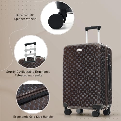 Image of Hardside Luggage Sets, Lightweight Suitcase with Spinner Wheels, Brown Patterns