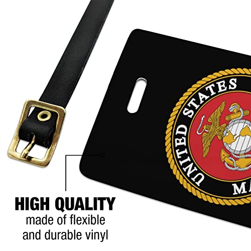 Marines USMC Emblem Black Yellow Red Luggage ID Tags Cards Set of 22