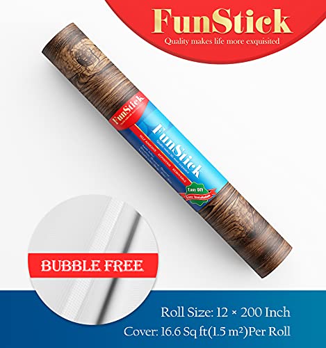 Funstick Thick Brown Wood Contact Paper Peel And Stick Wood Grain Wallpaper Self Adhesive Rustic Wood Wallpaper Removable Faux Wood Look Wall Paper Roll For Cabinets Countertop Desk Shelves 12" X 200" #TOP6