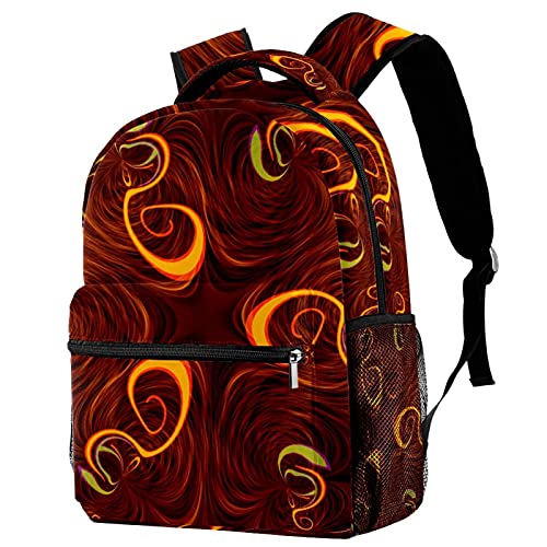 Sac à dos de voyage abstrait marron pour filles et garçons avec porte-bouteille intégré