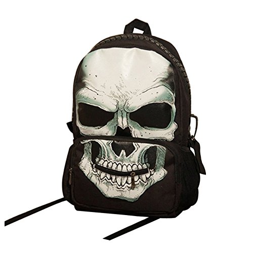 Sac à dos unisexe grande capacité motif tête de mort pirate punk en toile Cover