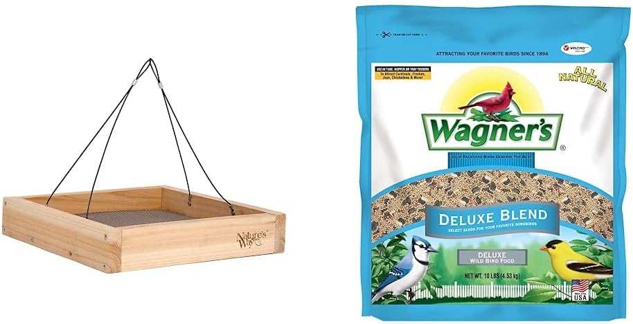 Nature's Way Cedar Platform Bird Feeder + Wagner's Food