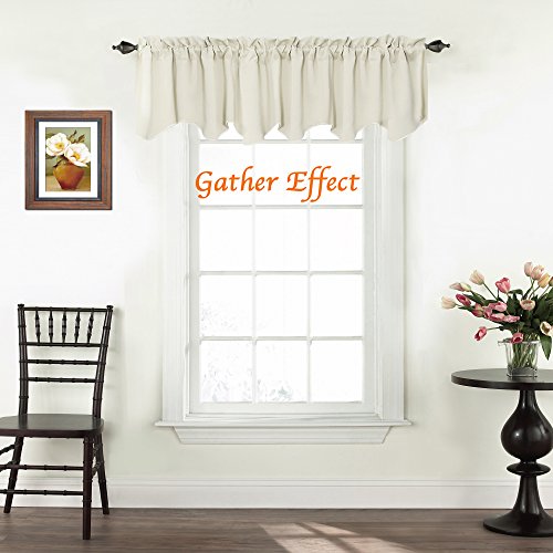 Turquoize Blackout Curtain Valances Solid Rod Pocket Scalloped Valances Short Curtain Panels For Kitchen Window/Bedroom/Barthroom, 52" X 18" Inches, 2 Panels, Cream Beige #TOP1