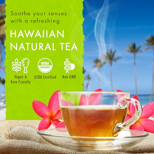 Image of Hawaiian Natural Tea Passion Fruit Orange Flavored Organic Tea - Tropical Fruit Green Tea Blend with Black Tea - Perfect Daily Cup & Gift for Tea Lovers - 120 Tea Bags
