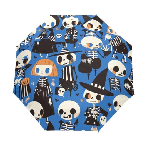 Parapluie pour voyager et plage au motif de squelettes d'halloween