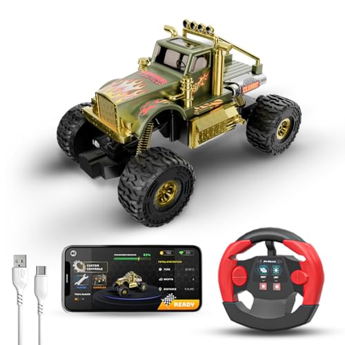 Image of Cockatoo Kids Monster Truck Remote Control Car Toy for Kids, RC Car 2WD, 2.4GHz Remote, Smooth Suspension, 10-15 km /h Speed, 1200mAh Rechargeable Battery, Racing Car, Indoor & Outdoor, Ages 4+, Green