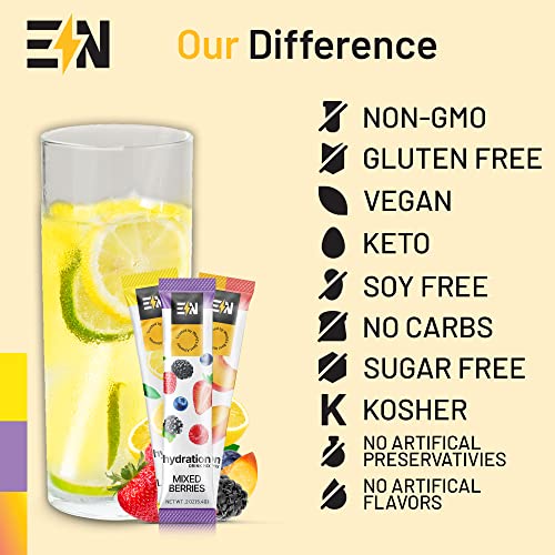 En Engineered Nutrition Electrolytes Powder Packets Single-Serving Hydration Drink Mix Sticks, Keto, Non-Gmo, No Sugar, Vegan, Soy-Free, Dairy-Free & Gluten-Free (Variety, 18 Count (Pack Of 1)) #TOP1